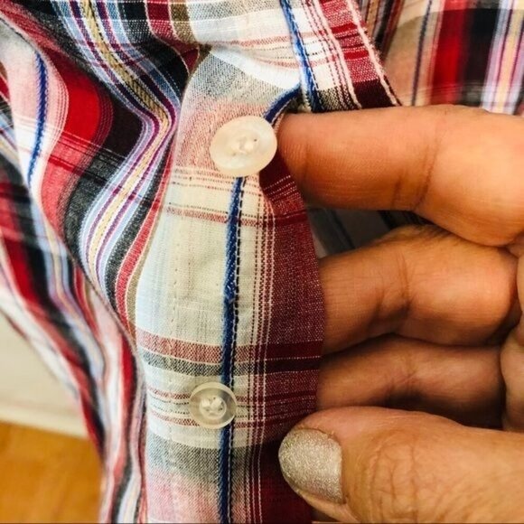 Roper Men's Button Down Shirt Plaid Western Red Blue Size Large - Picture 5 of 8